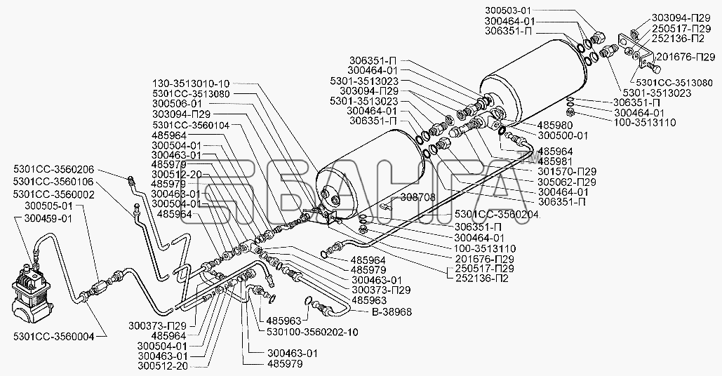 ЗИЛ ЗИЛ-5301 (2006) Схема Установка воздушных баллонов-113 banga.ua
